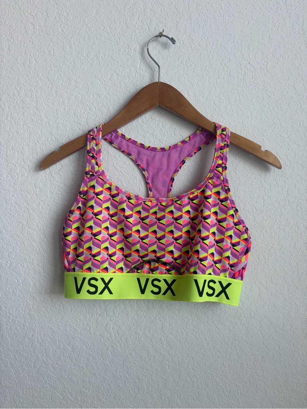 Victoria's Secret Pink Geometric Racerback Sports Bra L